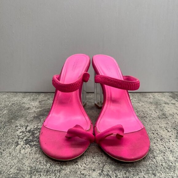 Cape Ribbon Hot Pink Sandal Transparent Heels Womens Size 10M - Picture 4 of 12